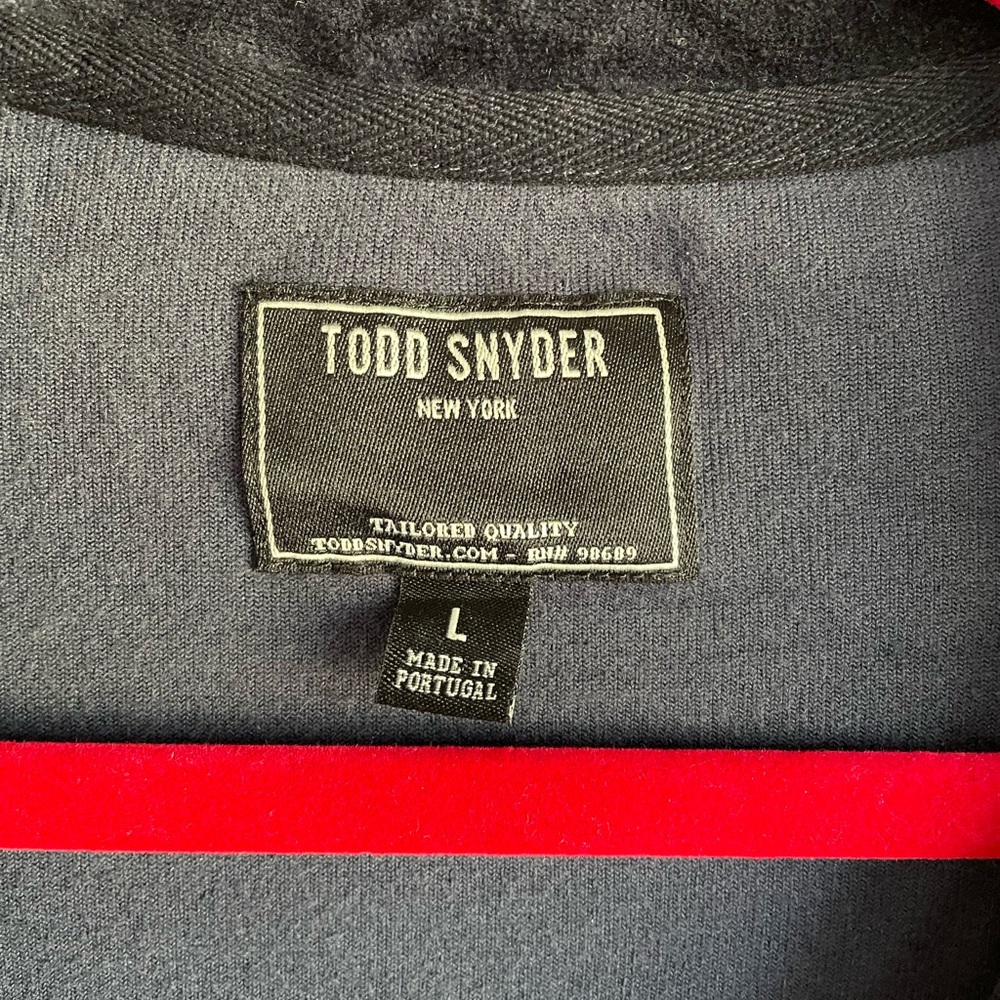 Todd Snyder Navy Blue Velour Long Sleeve Polo Shirt Size L - Picture 5 of 5